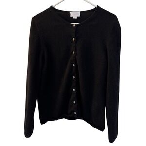 Charter Club Cashmere Cardigan, Black, Petite Large